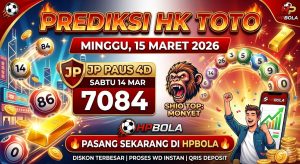 Prediksi HK Toto Jitu Minggu 15 Maret 2026, Bocoran JP Paus 4D HPBOLA dengan Shio Monyet.