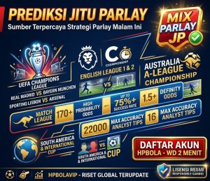 Infografis bursa taruhan prediksi jitu parlay malam ini Liga Champions dan Liga Inggris.