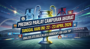 Infografis Prediksi Parlay Campuran Akurat Tanggal 22 Sampai 23 April 2026.