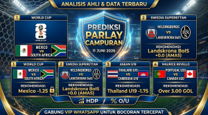 Infografis Prediksi Parlay Campuran akurat tanggal 11 Juni 2026 untuk pasaran World Cup dan liga global.